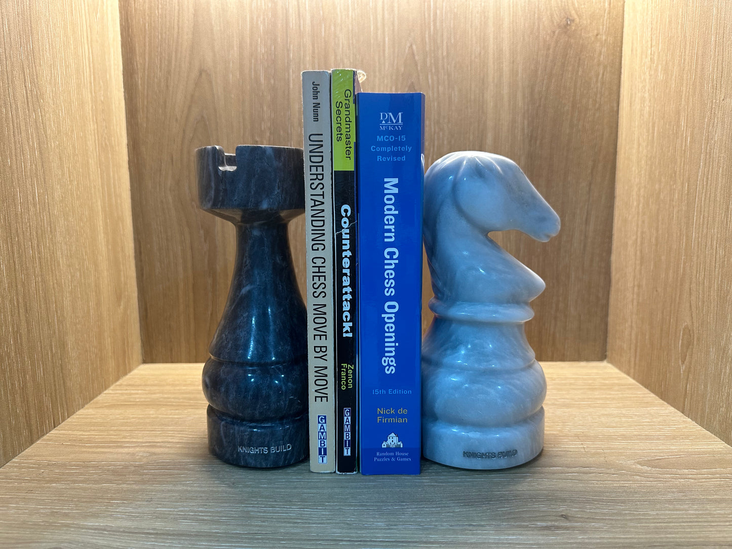 Marble Chess Pieces Bookends