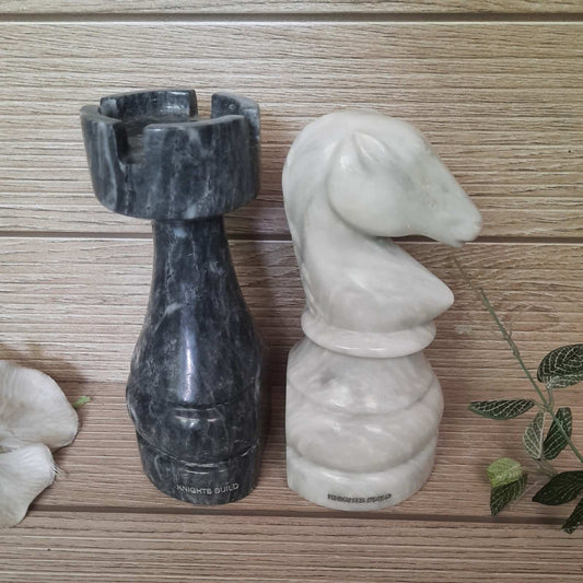 Marble Chess Pieces Bookends