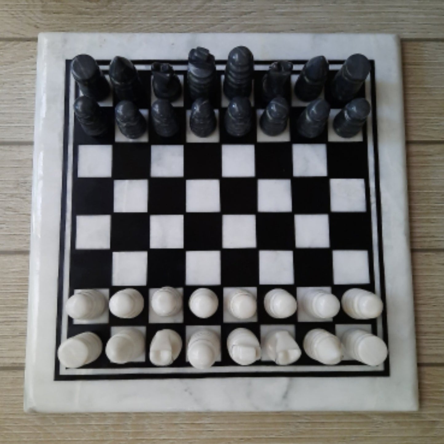 Marble Chess Board (40cmx40cm) & Chess B&W Pieces